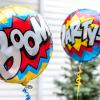 Fun Express Superhero Mylar Balloon 18 inch – City Scape and Comic Designs – Birthday Party Decor – VBS Vacation Bible School Supplies/Decor Set – 3 Pieces