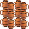 Fun Express Barrel Mugs 12 Pack – Western Party Decorations & Cowboy Theme Cups | 16oz Brown Plastic Reusable Mugs with Handles for Rodeo Birthday Parties & Country Celebrations