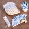 Fun Express Bulk Chinoiserie Printed Hand Fan Wedding Favors for Guests – 48 Foldable Paper Fans with Wooden Handles & Organza Bags | Perfect for Weddings, Parties & Special Events