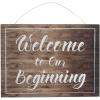 Fun Express Welcome to Our Beginning Sign – Inspirational Quote Sign for Weddings Showers and Special Celebrations Elegant Design Décor for Home or Event Spaces Perfect for New Beginnings 12″ x 8″