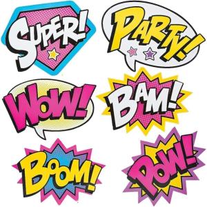 Cardboard Jumbo Superhero Girl Wall Word Cutouts (Size: 24″ x 18 1/2″ or 17 1/2″) – 6 pcs by Party Supplies