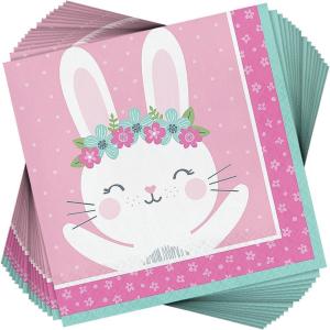 Fun Express – Bunny Lunch Napkin for Birthday – Party Supplies – Licensed Tableware – Licensed Napkins – Birthday – 16 Pieces