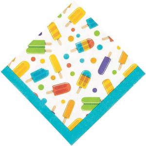 Fun Express – Popsicle Party Bev Napkin for Birthday – Party Supplies – Print Tableware – Print Napkins – Birthday – 16 Pieces