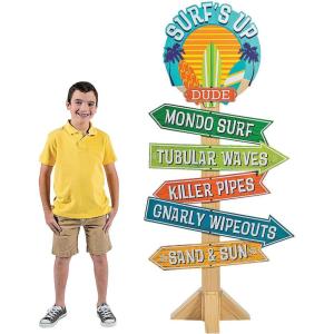 Fun Express – Surfs Up Birthday Directional Sign for Birthday – Party Decor – Large Decor – Floor Stand Ups – Birthday – 1 Piece