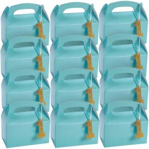 Fun Express 1st Birthday Light Blue Treat Boxes with Tags (set of 12) Birthday Party Supplies