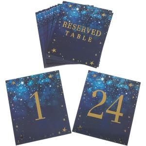 Fun Express Constellation Table Numbers – Party Supplies – Elegant Starry Design for Events, Weddings, and Special Occasions – 24 Pieces – Blue