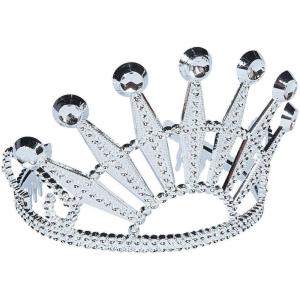 Fun Express Elegant Diamond Cut Plastic Tiara – Shiny Silver Crown for Pageants Weddings Parties Costumes & Special Occasions – Ideal for Dress-Up Royalty Celebrations & Photography Props – 1 Piece