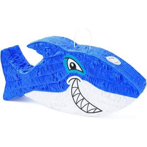 Fun Express Jawsome Shark Pinata Large 22″ – Premium Paper Mache for Birthday Party, Ocean Theme Decorations, Luau & Hawaiian Party Supplies | Blue Kids Pinata for Under the Sea Celebrations