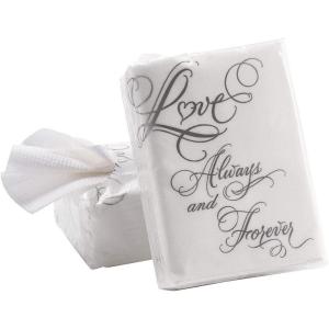 Fun Express Love Always and Forever Wedding Tissue Packs – Set of 10 – Wedding Ceremony and Party Favor Table Supplies