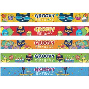 Fun Express Pete the Cat™ Birthday Slap Bracelets – Jewelry – 10 Pieces