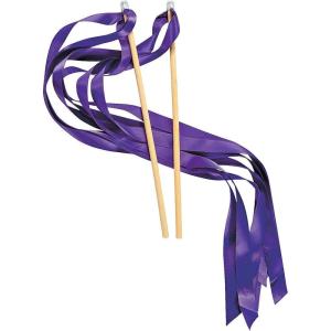Fun Express Purple Ribbon Streamer Wands for Kids and Adults, 2 Feet Long Ribbons with Wood Handle – Bulk Set of 24 Party, Wedding, Party and Dance and Event Supplies