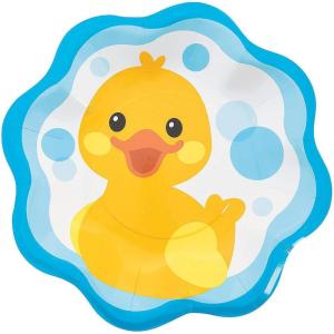 Fun Express Rubber Ducky Paper Dinner Plates – Birthday Party Supplies – Rubber Duck Themed party supplies – Duck Party Supplies For Baby Shower Birthday – 8 Pieces