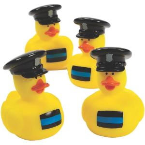 Fun Express Thin Blue Line Police Rubber Ducks, Birthdays, Grand Events, Party Favors, Table Decorations, Treasure Chest Supplies – Blue (12 Pieces)
