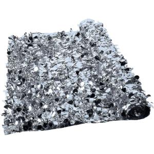 Silver Metallic Floral Sheeting Backdrop for Weddings (3 ft. x 15 ft.)