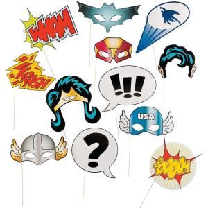 Super Hero Stick Costume Props (1 Dozen) PhotoBooth Supplies, Birthday Party Favors, DIY Decorations