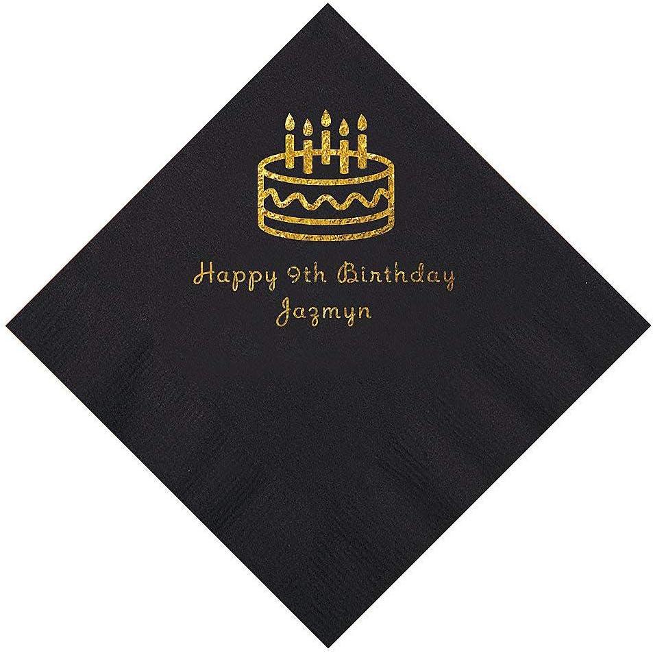 image:imageBlack Birthday Personalized Napkins Beverage Party Supplies 50 Pieces