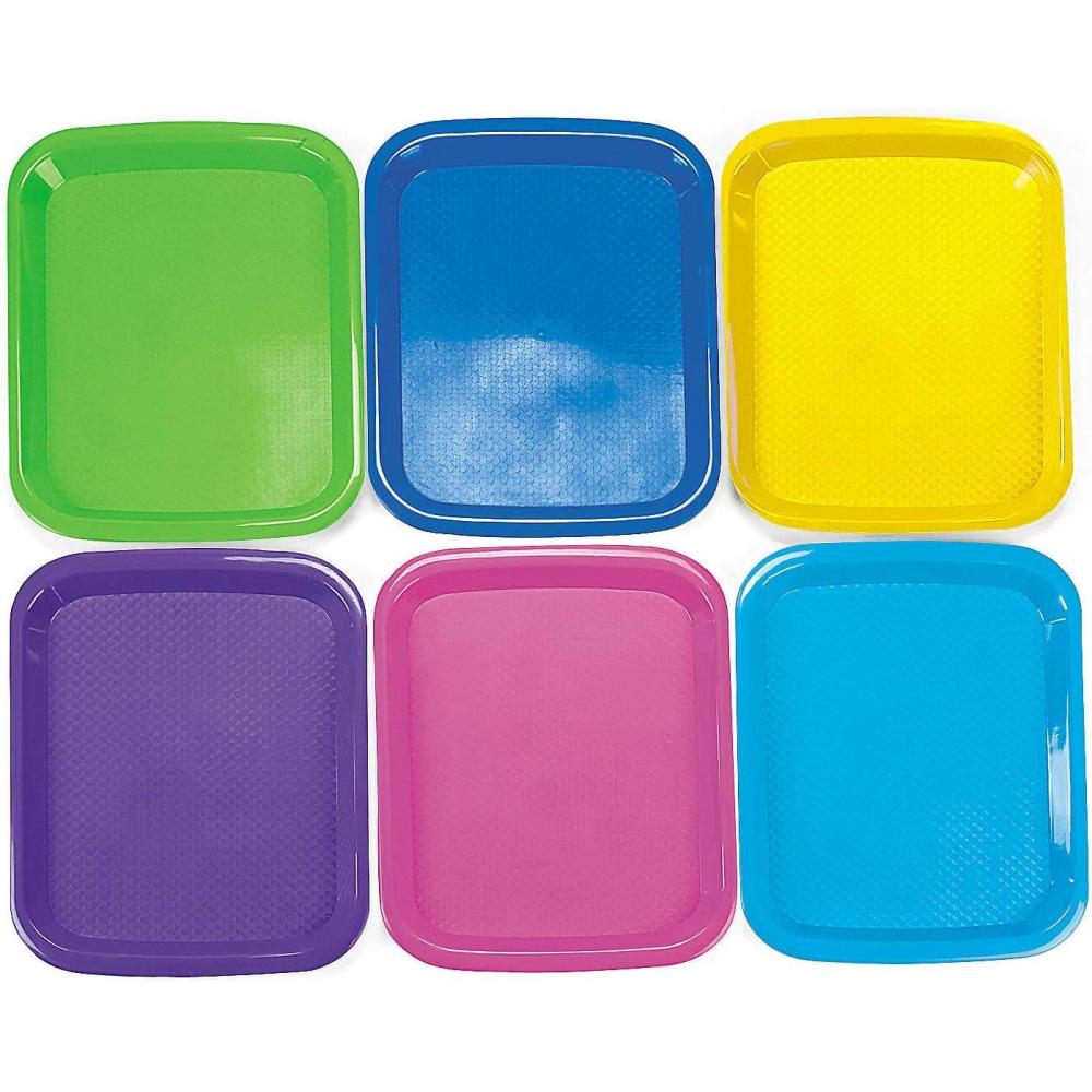 image:imageFun Express 14 12 x 10 34 Bright Colors Cool Plastic Craft Trays  6 Trays  Classroom and Home Craft and Art Supplies DIY Painting Sand and Other Projects  Easy Clean Mess Free