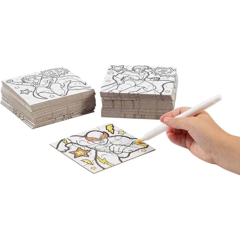 image:imageFun Express Bulk DIY Superhero Mini Puzzles  Set of 50  Kids Crafts and Birthday Party Favors