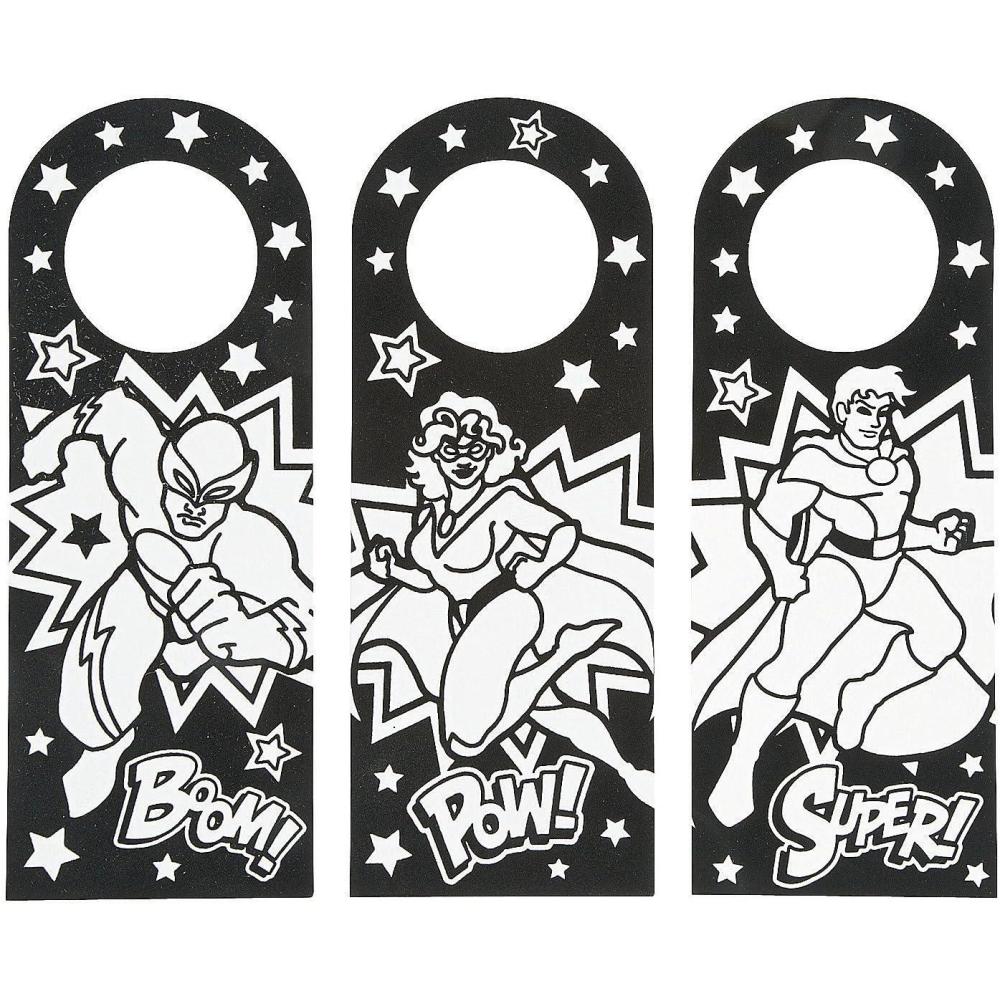 image:imageFun Express Color Your Own Fuzzy Superhero Door Knob Hanger Makes 24 Crafts for Kids and Birthday Party Activities