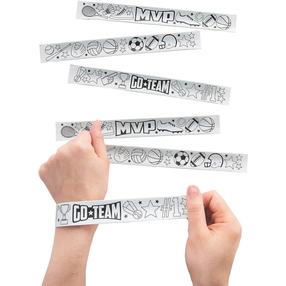 image:imageFun Express Color Your Own Sports Slap Bracelets  Craft Kits Party Favors and School Activities  48 Pieces9 x 1