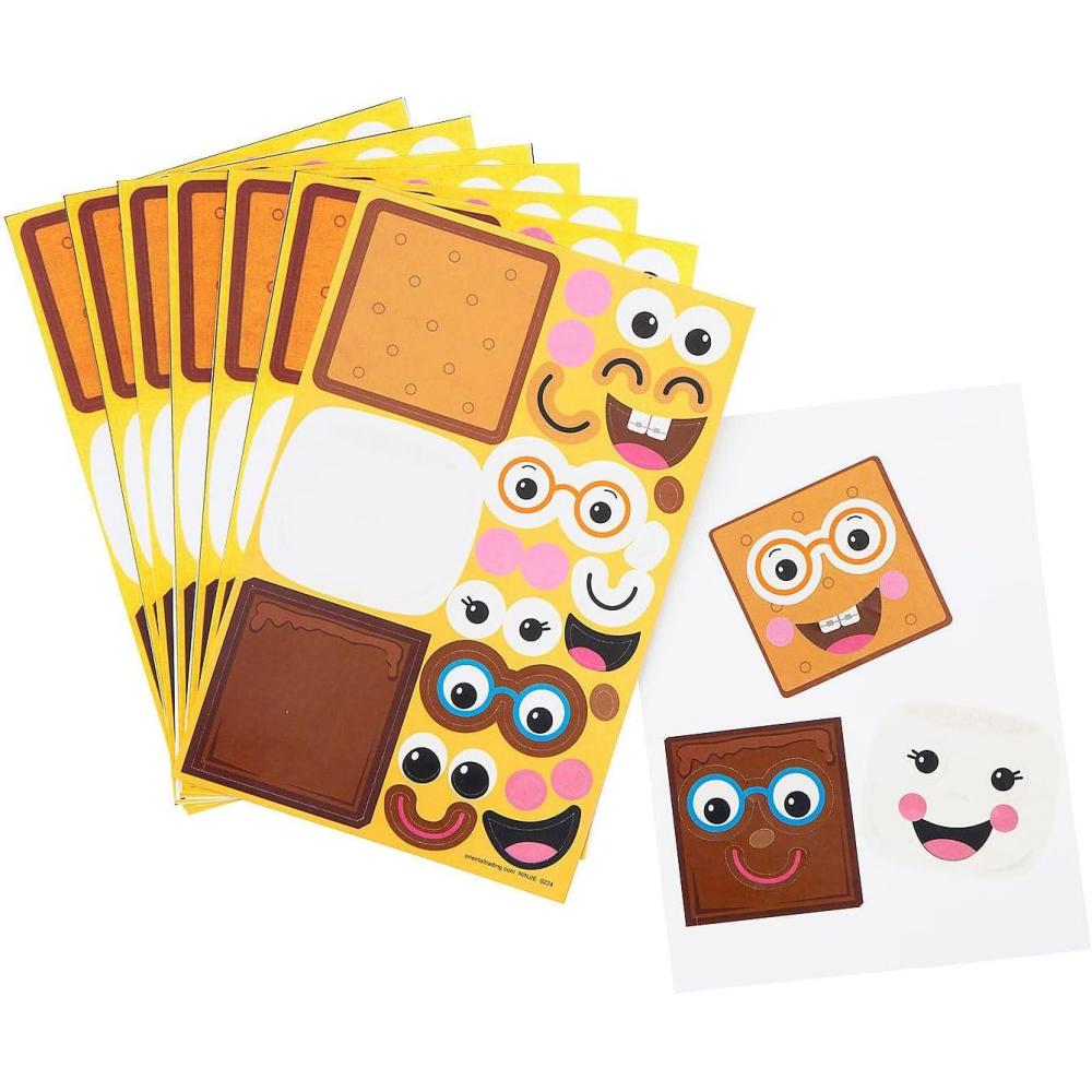 image:imageFun Express MakeaSMores Face Sticker Sheets Fun amp Creative Craft Activity for Kids Ideal Parties Classroom Crafts amp SMores Themed Projects Multicolor Stickers for Personalization 12 Pieces