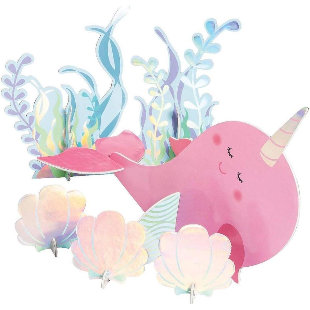 image:imageFun Express Narwhal Party Large Centerpiece Kit  Colorful UnderseaThemed Decor for Birthday Parties amp Celebrations  Vibrant Blue amp MultiColor Narwhals  Perfect for Themed Events  4 Pieces