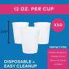 Fun Express 12 oz Frosted Plastic Cups 50 Pack – Heavy Duty Reusable Stadium Cups for Wedding Birthday Party | Clear Frost Flex Design |Shatterproof Cocktail Bar Drinkware Bulk Set