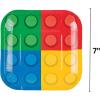 Fun Express Building Block Square Dessert Plates – Ideal for Birthday Party Supplies & Celebrations – Block Party Plates – (8 Count)