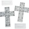 Fun Express Cross Suncatcher Kit for Kids – 12 Pack DIY Paint Your Own Religious Craft Kits for Sunday School, Bible Study & Christian Activities | Window Art Projects for Ages 4-8 Display Stands