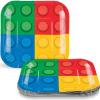 Fun Express Building Block Square Dessert Plates – Ideal for Birthday Party Supplies & Celebrations – Block Party Plates – (8 Count)