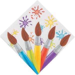 Fun Express – Artist Party Beverage Napkins for Birthday – Party Supplies – Print Tableware – Print Napkins – Birthday – 16 Pieces