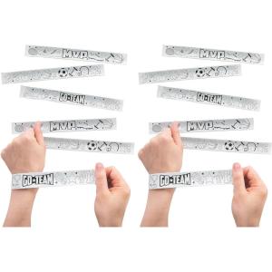 Fun Express Color Your Own Sports Slap Bracelets – Craft Kits, Party Favors and School Activities – 48 Pieces(9″ x 1″ (Pack of 2))