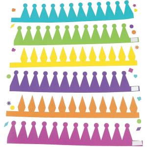 Fun Express DIY Crowns for Kids, Includes 12 Crowns, 312 self-Adhesive Letters and 250 Shapes – Crafts and Party Activities