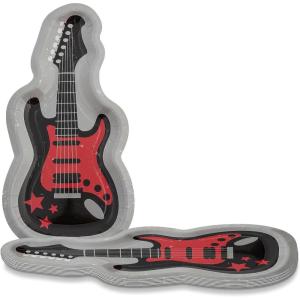 Fun Express Guitar-Shaped Paper Dinner Plates – Guitar Shaped Theme Disposable Dessert Plates – Tableware Decorations for Birthday Wedding New Year Party Baby Shower Decor – Party Supplies – 8 Pieces