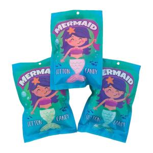 Fun Express Mermaid Cotton Candy, 12 Packs, Pineapple Flavored, Great for Mermaid Birthday Party Favors(Pineapple Blueberry)