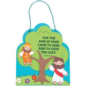 Fun Express Zacchaeus Sign Craft Kit – Religious Craft for Kid – Perfect for Sunday School – Vacation Bible School & Church Events – Fun DIY Activity for Children’s Crafts & Decorations – 12 Pieces