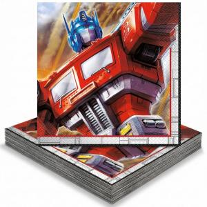 Transformers Optimus Prime Luncheon Napkins – 6.5 Inch Paper Party Napkins for Kids Birthday Celebrations – 16 Count