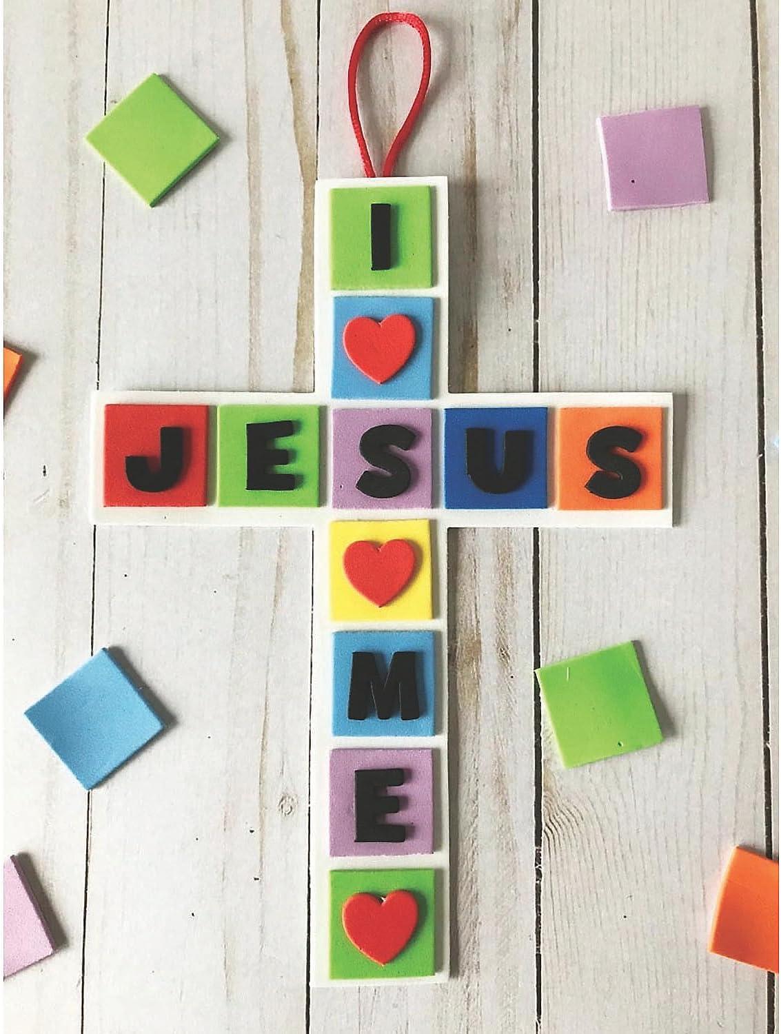 image:imageFun Express I Love You Jesus Jesus Loves Me Cross Crafts for Kids and Fun Home Activities VBS Vacation Bible School SuppliesDecor Makes 12