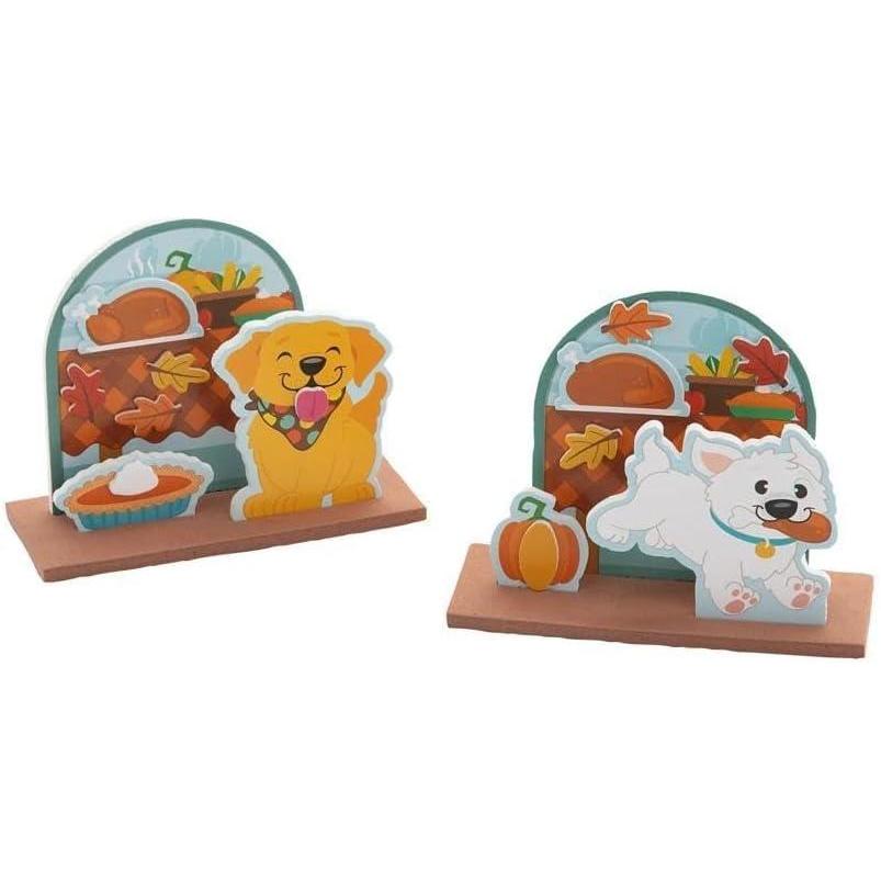 image:imageFun Express 4 12 x 3 12 Thanksgiving Dog amp Food 3D Scene Foam Craft Kits  Makes 12