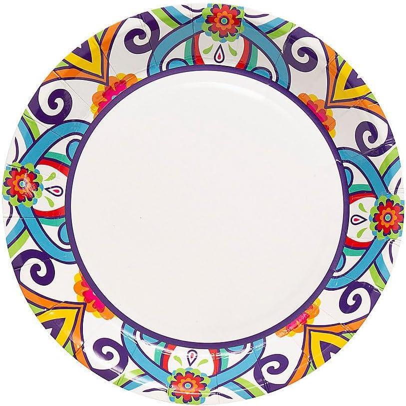 image:imageFun Express Colorful Fiesta Paper Dessert Plates Disposable Tableware Plates Dessert Plate for Birthday Wedding Graduation amp Thanksgiving Parties and Festivities Party Supplies 8 Pieces