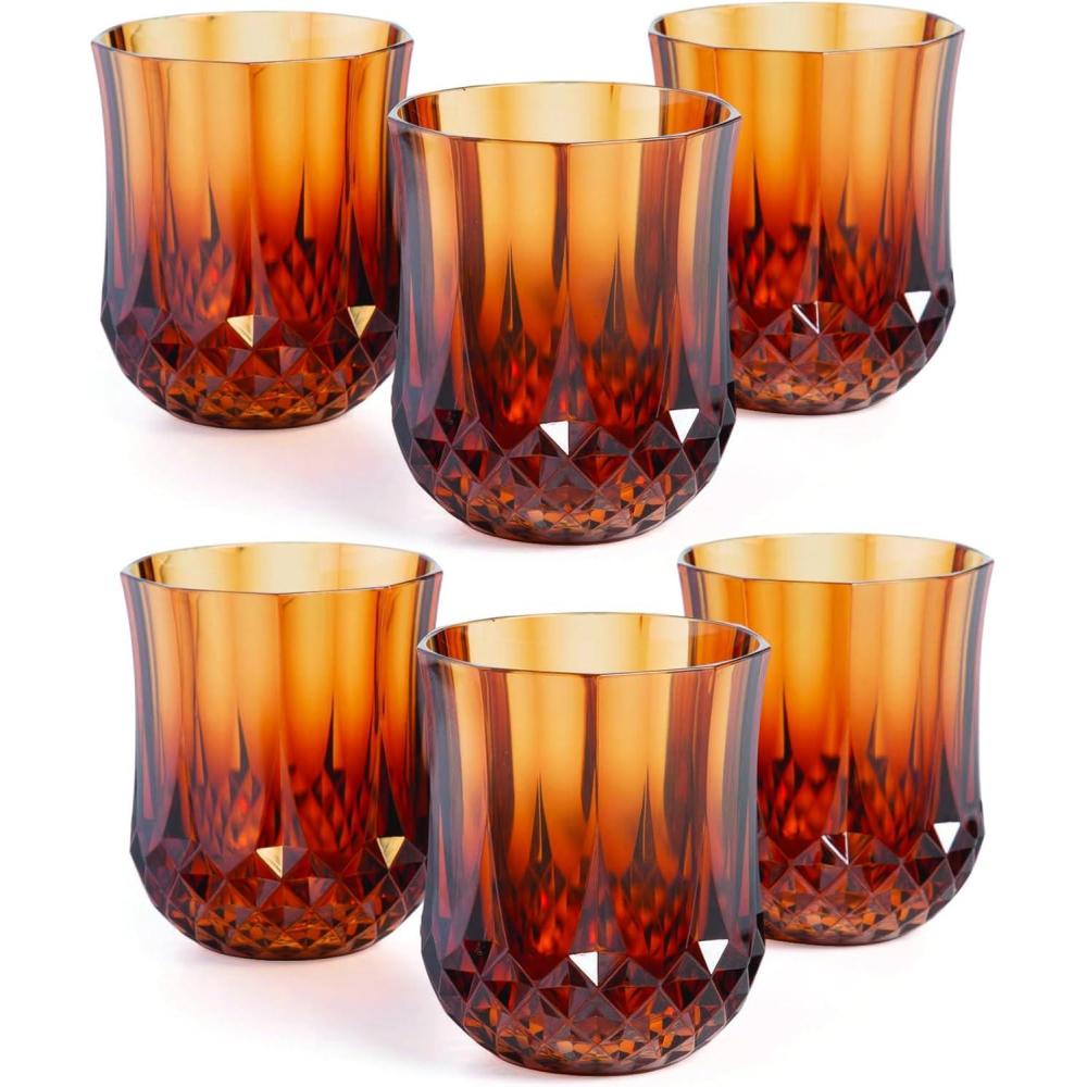 image:imageFun Express Elegant Stemless Plastic Wine Glasses 3 12 8 oz Patterned Design Set of 48 Great For Weddings Bridal Showers Thanksgiving and Fall Events