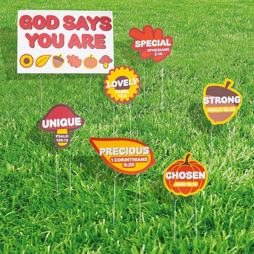 image:imageFun Express God Says You Are Loved Fall Yard Sign Set Inspirational Colorful Outdoor Decor for Lawn Garden Seasonal Celebrations Perfect for Fall Thanksgiving Harvest amp Autumn Displays 7 Pieces