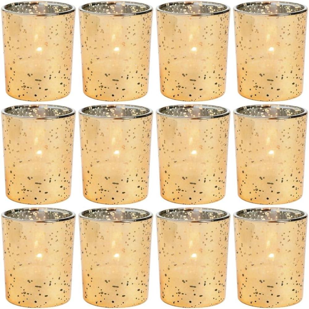 image:imageFun Express Gold Glass Tealight Holders Wedding and Home Decoration Tealight Candle Holders for Table Centerpieces Halloween Christmas amp Thanksgiving Decorations Indoor 12 PiecesGold