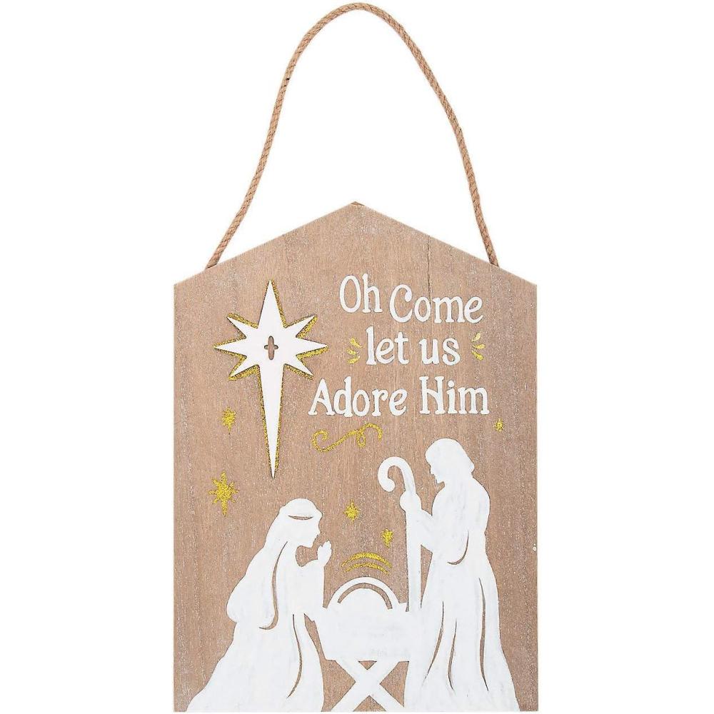 image:imageFun Express Oh Come Let Us Adore Him Wall Sign  Beautiful Inspirational Christmas Home Decor  Elegant FaithInspired Design  Holiday Decorations Religious Celebrations Church or Entryways  1 Piece