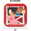 Fun Express Farm Party Animal Rooster, Horse, Pig Square Paper Dessert Plates – Farm Dessert Plate for Birthday Wedding, Graduation & Thanksgiving Parties and Festivities Party Supplies – 8 Pieces