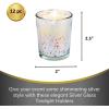 Fun Express Gold Glass Tealight Holders – Wedding and Home Decoration – Tealight Candle Holders for Table Centerpieces – Halloween, Christmas & Thanksgiving Decorations Indoor – 12 Pieces(Silver)