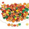 Fun Express Fall Crafts for Kids Foam Beads Mix 500 Pieces – Halloween Thanksgiving Autumn Craft Supplies with Pumpkins Leaves Candy Corn | Jewelry Making Activities Ages 3-12