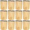 Fun Express Gold Glass Tealight Holders – Wedding and Home Decoration – Tealight Candle Holders for Table Centerpieces – Halloween, Christmas & Thanksgiving Decorations Indoor – 12 Pieces(Gold)