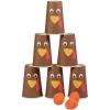 Fun Express Thanksgiving Turkey Cup Stack Bowling Game with Stuffed Pom-Pom Balls – 9 Piece