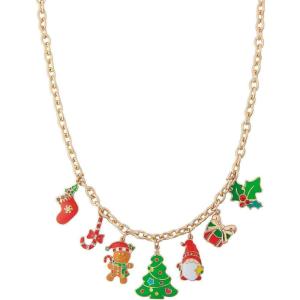 20″ circ. Christmas Tree Holiday Icons Metal Charm Necklace